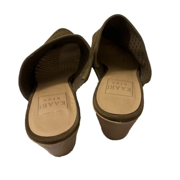 KAARI Blue Suede Slip On Mules in Olive Green Women’s shoes size 6 - Picture 2 of 5